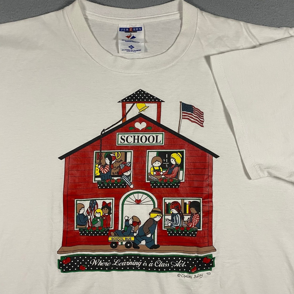 Vintage Jerzees School House T-Shirt XL Single Stitch Made USA 90s